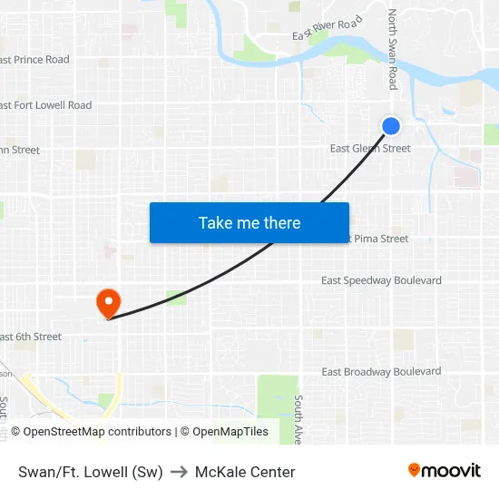 Swan/Ft. Lowell (Sw) to McKale Center map