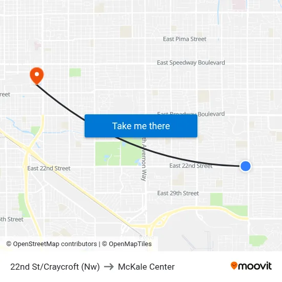 22nd St/Craycroft (Nw) to McKale Center map