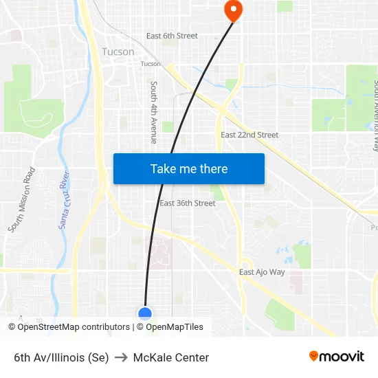 6th Av/Illinois (Se) to McKale Center map