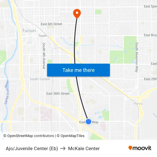 Ajo/Juvenile Center (Eb) to McKale Center map