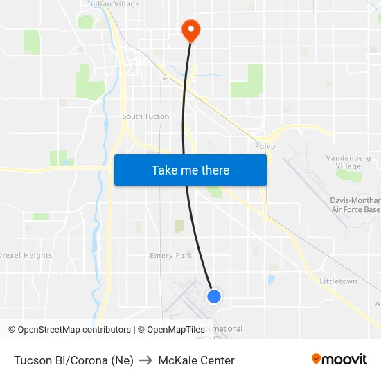 Tucson Bl/Corona (Ne) to McKale Center map