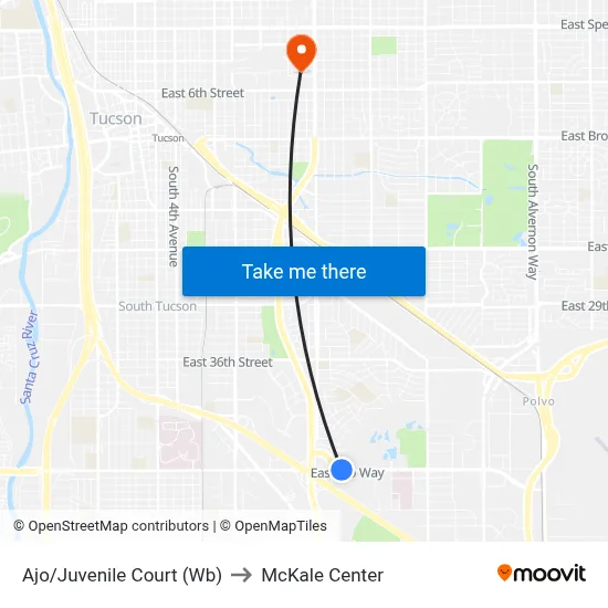 Ajo/Juvenile Court (Wb) to McKale Center map