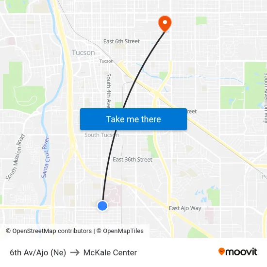 6th Av/Ajo (Ne) to McKale Center map