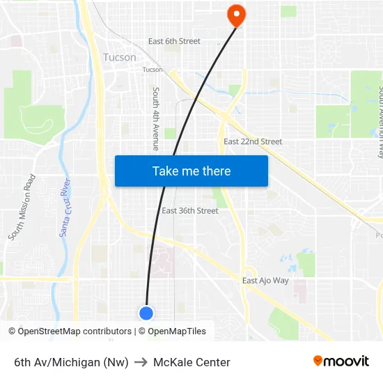 6th Av/Michigan (Nw) to McKale Center map