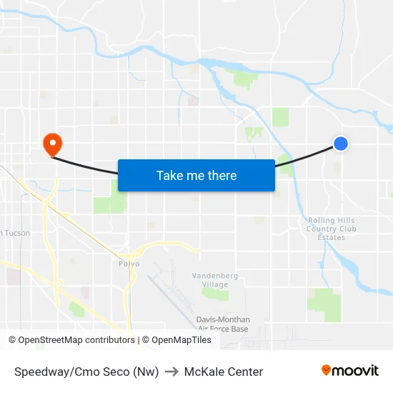 Speedway/Cmo Seco (Nw) to McKale Center map