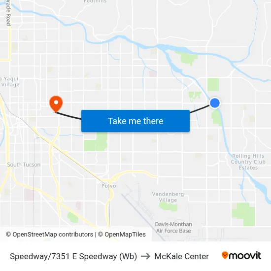 Speedway/7351 E Speedway (Wb) to McKale Center map
