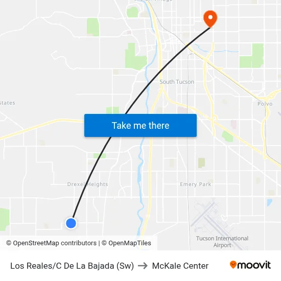 Los Reales/C De La Bajada (Sw) to McKale Center map