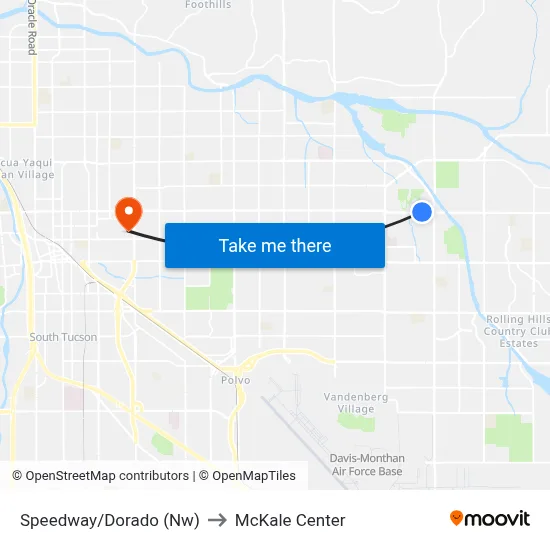 Speedway/Dorado (Nw) to McKale Center map