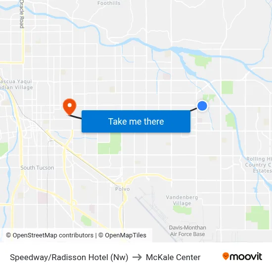 Speedway/Radisson Hotel (Nw) to McKale Center map