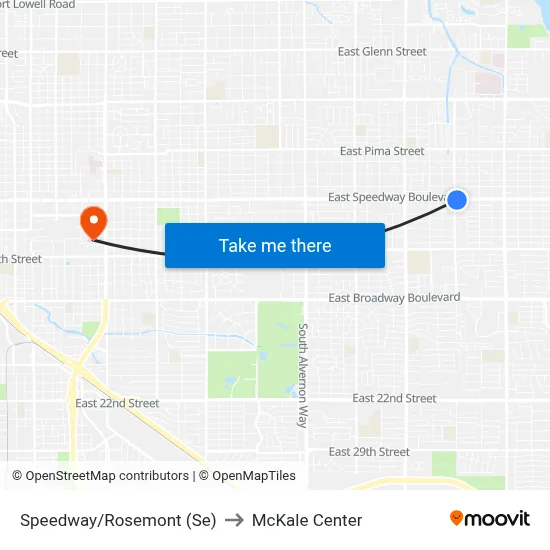 Speedway/Rosemont (Se) to McKale Center map