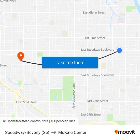 Speedway/Beverly (Se) to McKale Center map