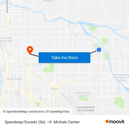 Speedway/Dorado (Se) to McKale Center map
