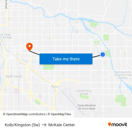 Kolb/Kingston (Sw) to McKale Center map