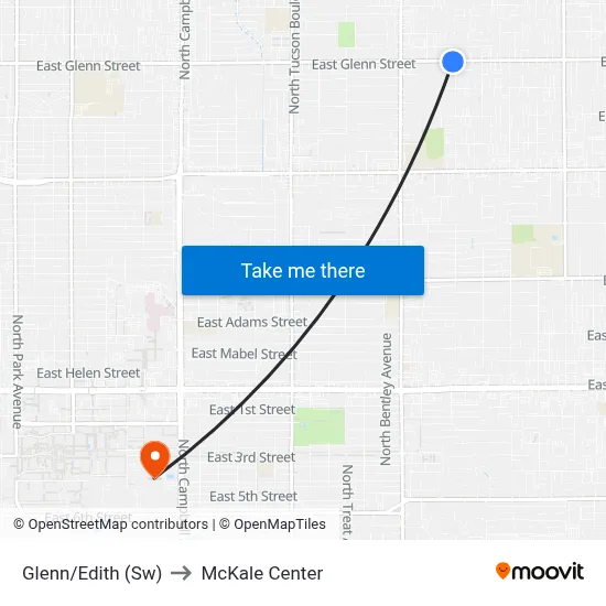 Glenn/Edith (Sw) to McKale Center map