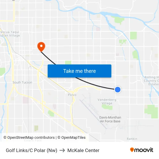 Golf Links/C Polar (Nw) to McKale Center map