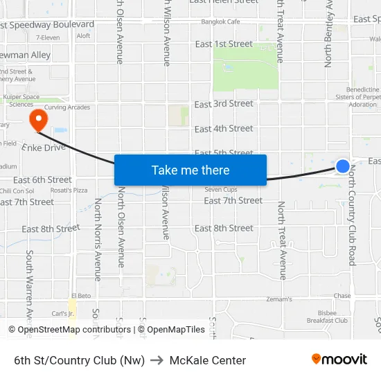 6th St/Country Club (Nw) to McKale Center map