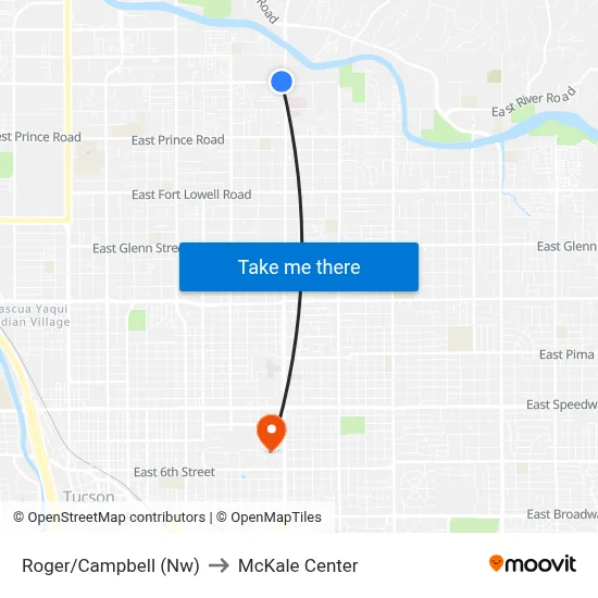 Roger/Campbell (Nw) to McKale Center map