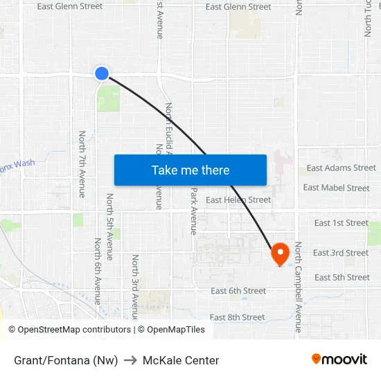 Grant/Fontana (Nw) to McKale Center map