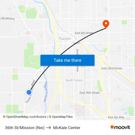 36th St/Mission (Nw) to McKale Center map