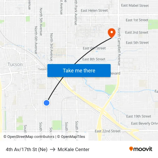4th Av/17th St (Ne) to McKale Center map
