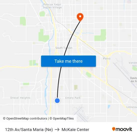 12th Av/Santa Maria (Ne) to McKale Center map