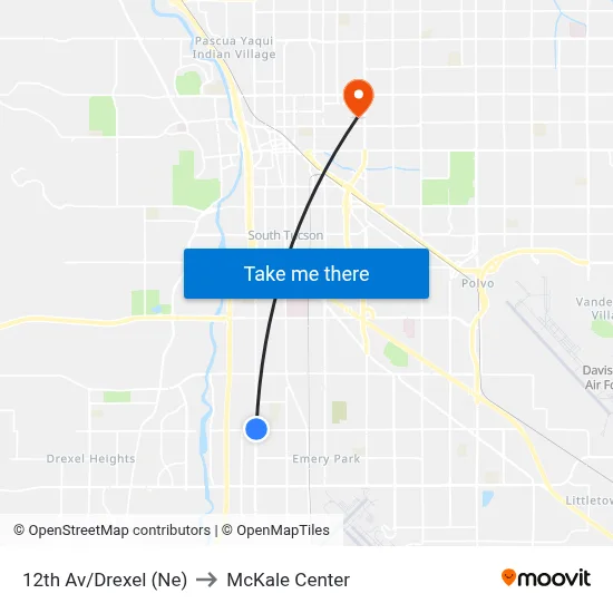 12th Av/Drexel (Ne) to McKale Center map