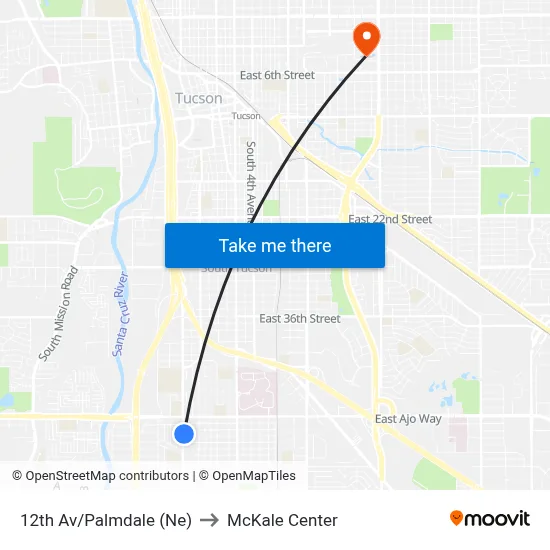 12th Av/Palmdale (Ne) to McKale Center map
