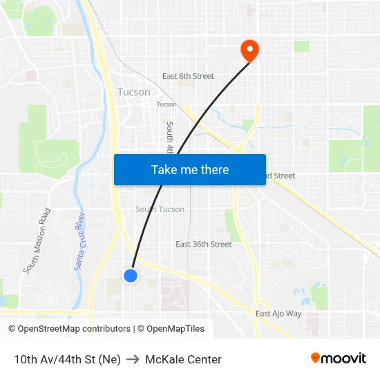 10th Av/44th St (Ne) to McKale Center map
