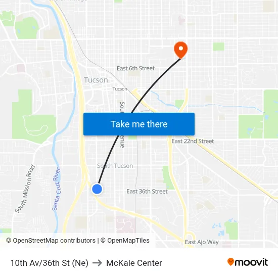 10th Av/36th St (Ne) to McKale Center map