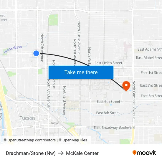 Drachman/Stone (Nw) to McKale Center map