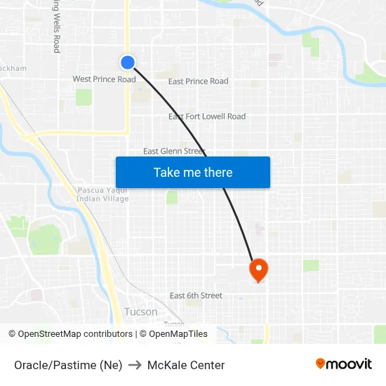 Oracle/Pastime (Ne) to McKale Center map