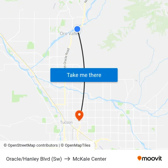 Oracle/Hanley Blvd (Sw) to McKale Center map