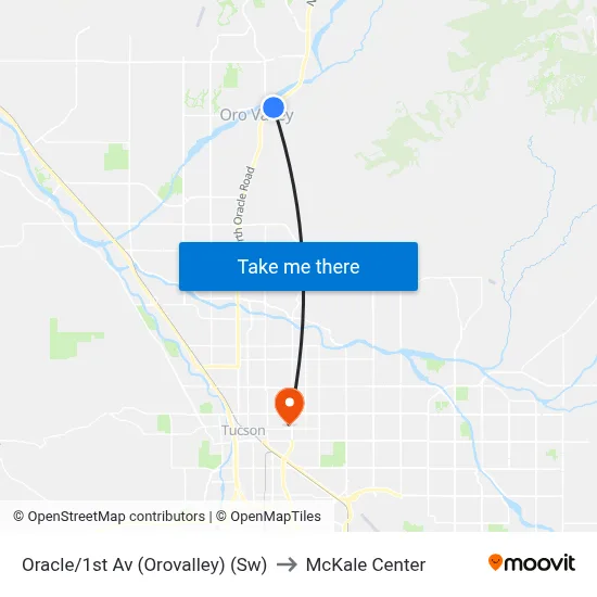 Oracle/1st Av (Orovalley) (Sw) to McKale Center map