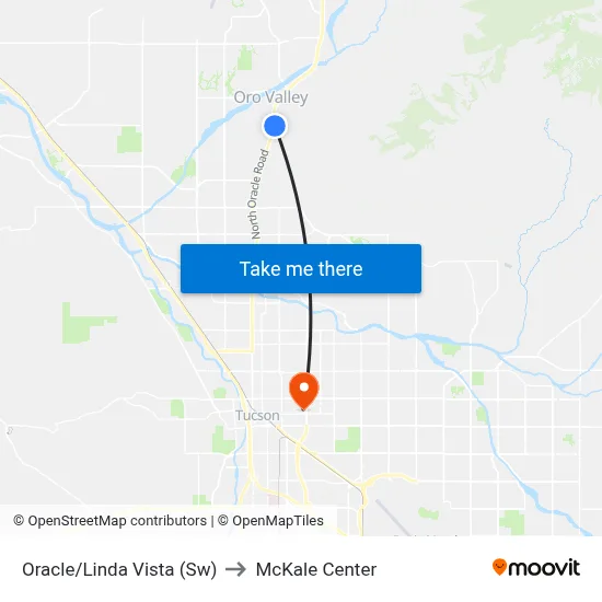 Oracle/Linda Vista (Sw) to McKale Center map