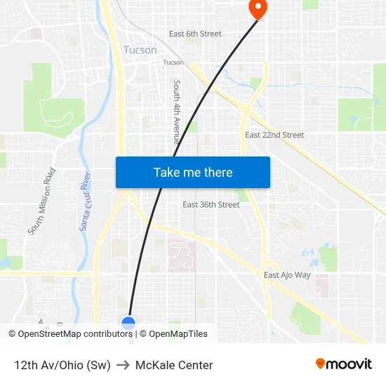 12th Av/Ohio (Sw) to McKale Center map