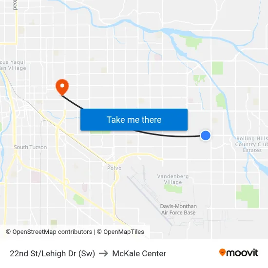 22nd St/Lehigh Dr (Sw) to McKale Center map