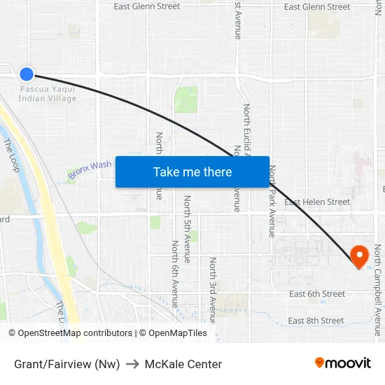 Grant/Fairview (Nw) to McKale Center map