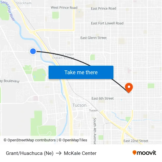 Grant/Huachuca (Ne) to McKale Center map