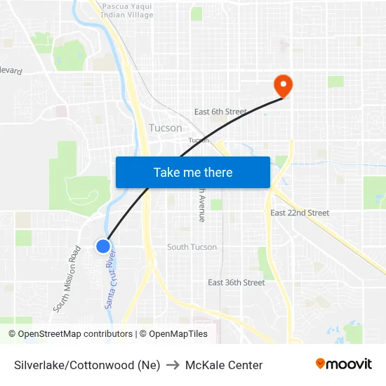 Silverlake/Cottonwood (Ne) to McKale Center map