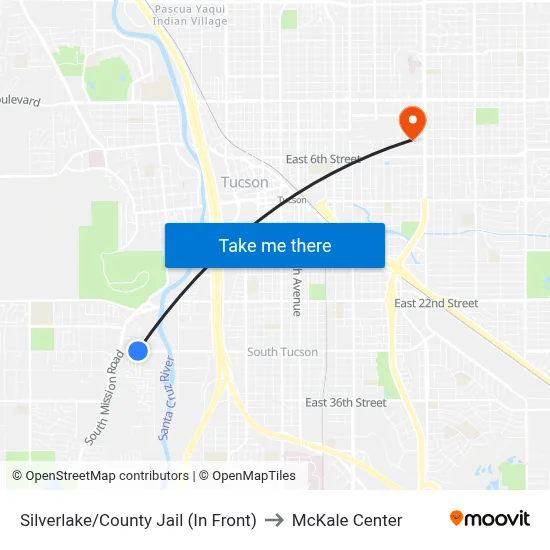 Silverlake/County Jail (In Front) to McKale Center map
