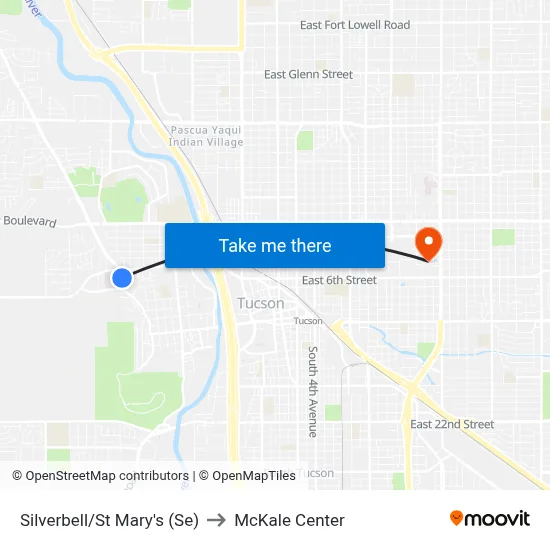 Silverbell/St Mary's (Se) to McKale Center map