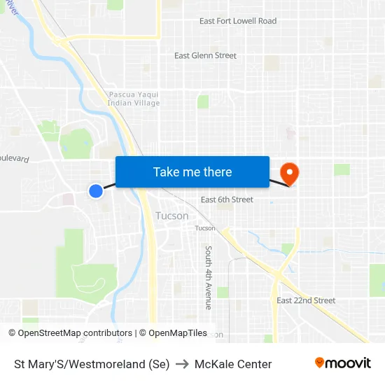 St Mary'S/Westmoreland (Se) to McKale Center map
