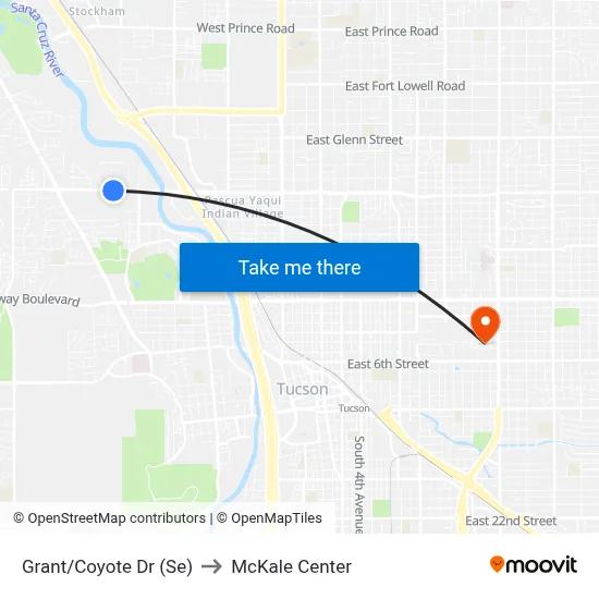 Grant/Coyote Dr (Se) to McKale Center map