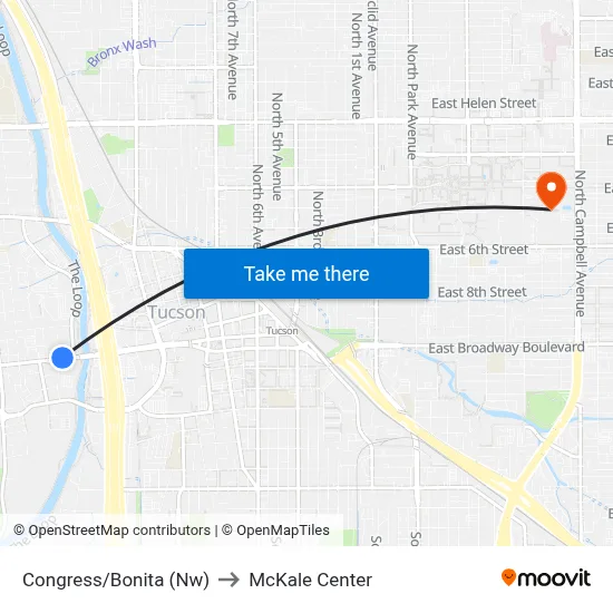 Congress/Bonita (Nw) to McKale Center map
