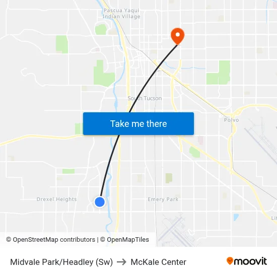 Midvale Park/Headley (Sw) to McKale Center map