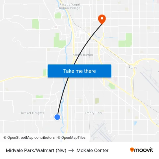 Midvale Park/Walmart (Nw) to McKale Center map