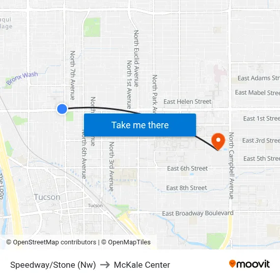 Speedway/Stone (Nw) to McKale Center map