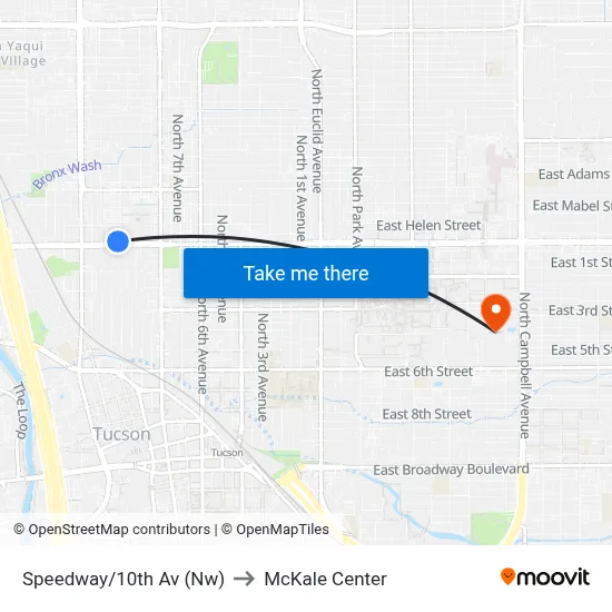 Speedway/10th Av (Nw) to McKale Center map