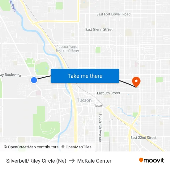 Silverbell/Riley Circle (Ne) to McKale Center map