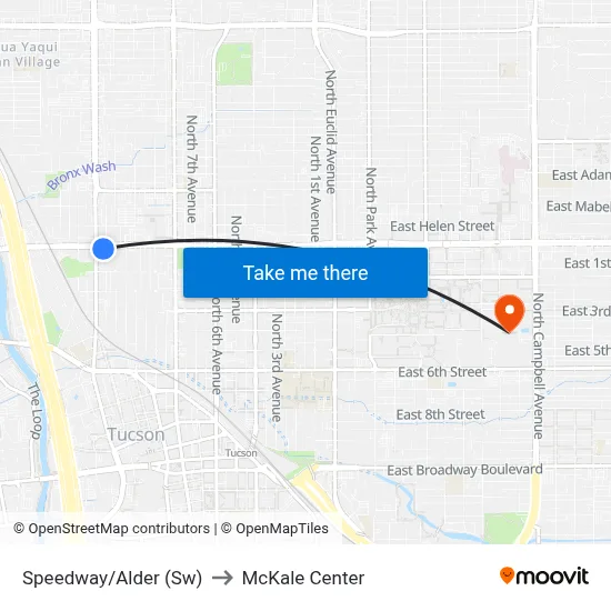 Speedway/Alder (Sw) to McKale Center map